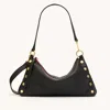 Hammitt Kyle Black Brushed Gold Red Zip Med