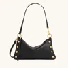 Hammitt Kyle Black Brushed Gold Red Zip Sml