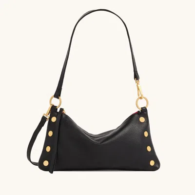 Hammitt Kyle Black Brushed Gold Red Zip Sml