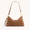 Hammitt Kyle Mahogany Pebble Brushed Gold Red Zip Sml