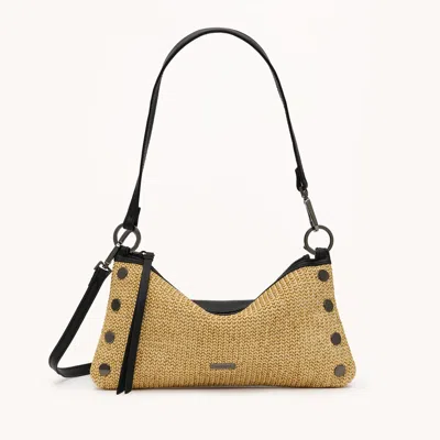 Hammitt Kyle Noir Smooth Raffia Gunmetal Sml