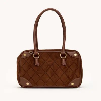 Hammitt Meredith Chocolate Diamond Suede Antique Gold Med In Brown