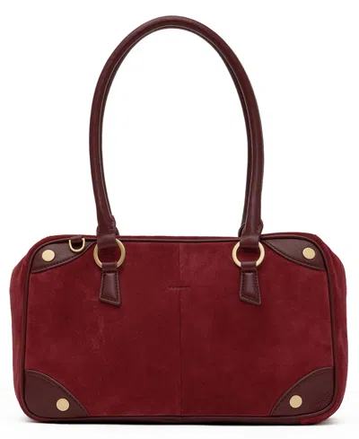 Hammitt Meredith Med Suede Small Top Handle Shoulder Handbag In Cherrywood Suede,brushed Gold
