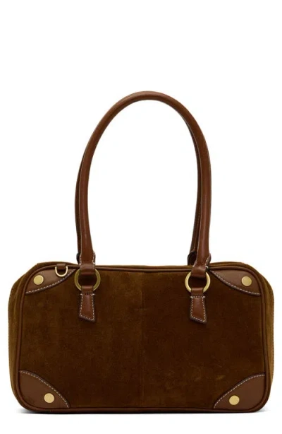 Hammitt Meredith Medium Suede Shoulder Bag In Cinnamon Suede/antique Gold