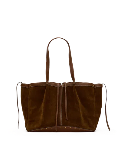 Hammitt Meryl Carryall Cinnamon Suede Antique Gold