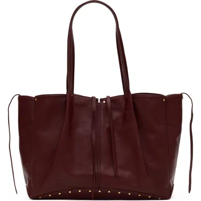 Hammitt Meryl Leather Carryall Tote In Cherrywood/gold
