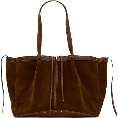 Hammitt Meryl Suede Leather Carryall Tote In Cinnamon Suede/antique Gold