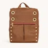 Hammitt Montana Backpack Mahogany Pebble Brushed Gold Red Zip Xl