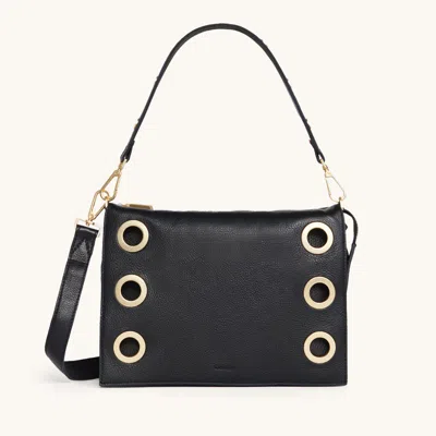 Hammitt Montana Clutch Black Brushed Gold Lrg