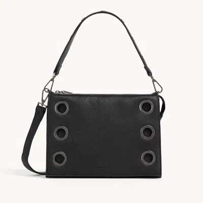 Hammitt Montana Clutch Black Lugano Gunmetal Lrg