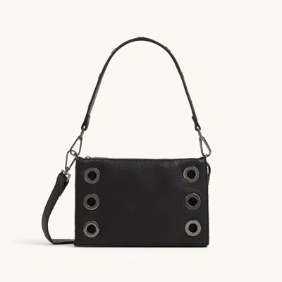 Hammitt Montana Clutch Black Lugano Gunmetal Sml
