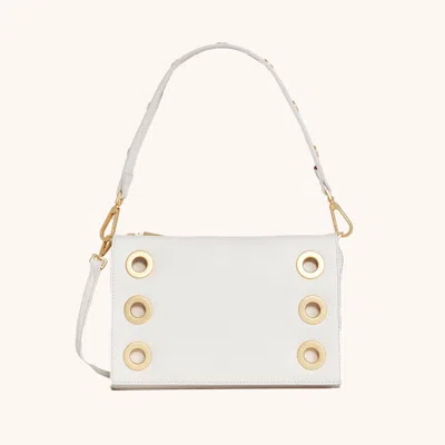 Hammitt Montana Clutch Calla Lily White Brushed Gold Sml