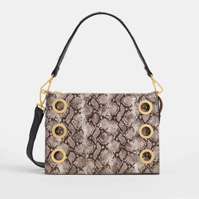 Hammitt Montana Clutch Contrast Snake Brushed Gold Lrg
