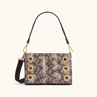 Hammitt Montana Clutch Contrast Snake Brushed Gold Sml