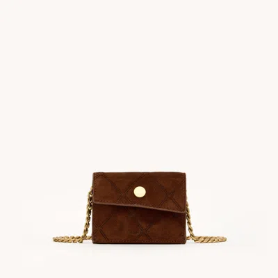 Hammitt Montana Pendant Chocolate Diamond Suede Antique Gold In Brown