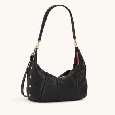Hammitt Morgan Black Brushed Gold Red Zip