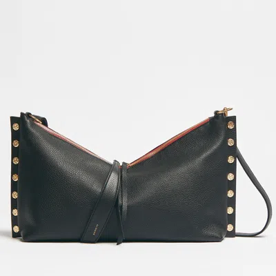 Hammitt Mr. G Black Brushed Gold Hammered Red Zip Lrg