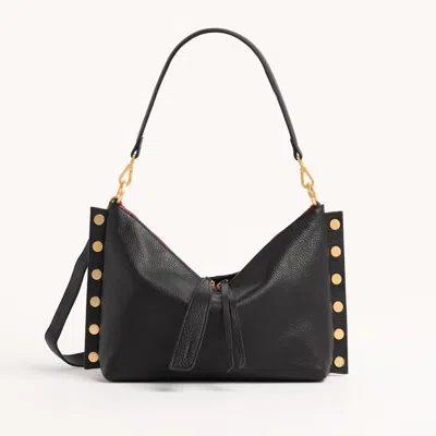 Hammitt Mr. G Black Brushed Gold Red Zip Med