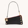 Hammitt Nash Pochette Black Brushed Gold Red Zip