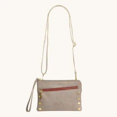 Hammitt Nash Small Pewter Brushed Gold Red Zip