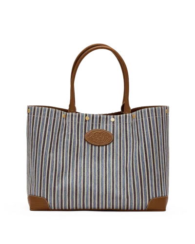 Hammitt Olympia Tote Cabana Blue Brushed Gold In Gray