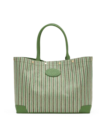 Hammitt Olympia Tote Pickle Stripe Gold In Green