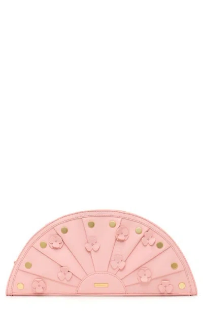 Hammitt Shelley Clutch Flamingo Flora Brushed Gold In Pink
