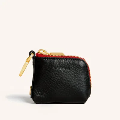 Hammitt Syd Pouch Black Brushed Gold Red Zip