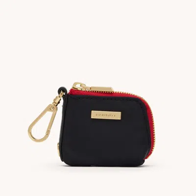 Hammitt Syd Pouch Black Nylon Gold Red Zip