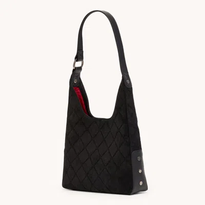 Hammitt Tim Noir Diamond Suede Gunmetal Lrg