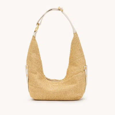 Hammitt Tom Zip Calla Lily White Raffia Brushed Gold Hammered Med