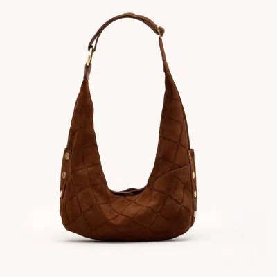 Hammitt Tom Zip Chocolate Diamond Suede Antique Gold Med In Brown