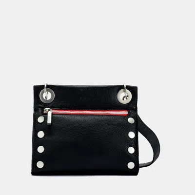 Hammitt Tony Black Brushed Silver Red Zip Sml