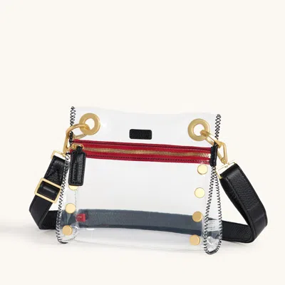 Hammitt Tony Clear Black Brushed Gold Red Zip Sml