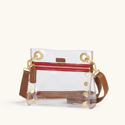 Hammitt Tony Mahogany Pebble Brushed Gold Red Zip Sml