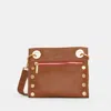 Hammitt Tony Mahogany Pebble Brushed Gold Red Zip Sml
