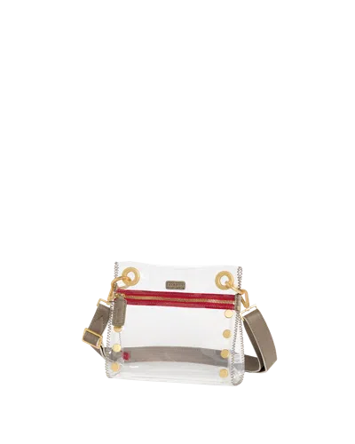 Hammitt Tony Pew Brushed Gold Red Zip Sml