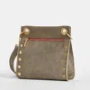 Hammitt Tony Pewter Brushed Gold Red Zip Med