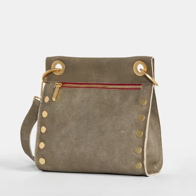 Hammitt Tony Pewter Brushed Gold Red Zip Med