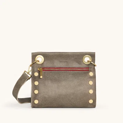 Hammitt Tony Pewter Brushed Gold Red Zip Sml