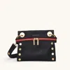 Hammitt Tony Signature Black Brushed Gold Red Zip Sml