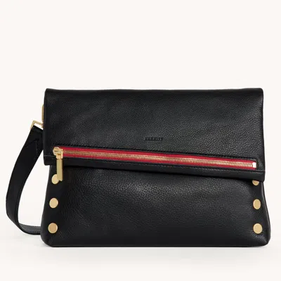 Hammitt Vip Black Brushed Gold Red Zip Lrg