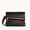 Hammitt Vip Black Brushed Gold Red Zip Med