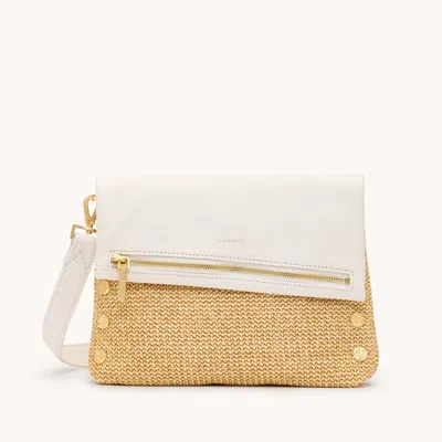 Hammitt Vip Calla Lily White Raffia Brushed Gold Hammered Med