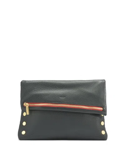 Hammitt Vip Small Leather Crossbody In Black Brushed Gold Red Zip