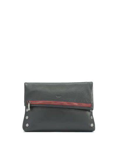 Hammitt Vip Large Leather Crossbody In Black Gunmetal Red Zip