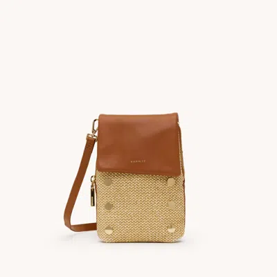 Hammitt Vip Mobile Cocoa Raffia Gold