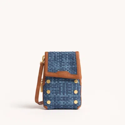 Hammitt Vip Mobile Mosaic Denim Brushed Gold