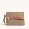 Hammitt Vip Pew Brushed Gold Red Zip Med
