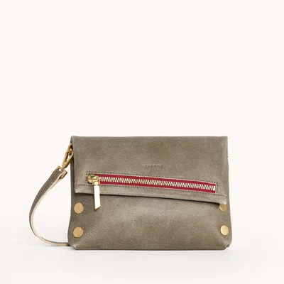 Hammitt Vip Pewter Brushed Gold Red Zip Sml